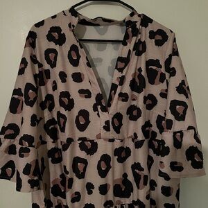 Leopard Print V-Neck Dress